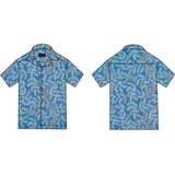 Traditional Indonesian Silk Cotton Batik Tulis with Blue Leaf Pattern