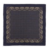 ORNATE PAISLEY SILK POCKET SQUARE (NAVY)