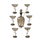 Art Deco Smoky Glass Cordial Set