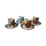 Vintage 1980’s set of 4 Rosenthal Cupola artists collection series Espresso Cups and Saucers