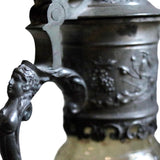 Vintage Baroque Glass and Pewter Carafe Wine Decanter