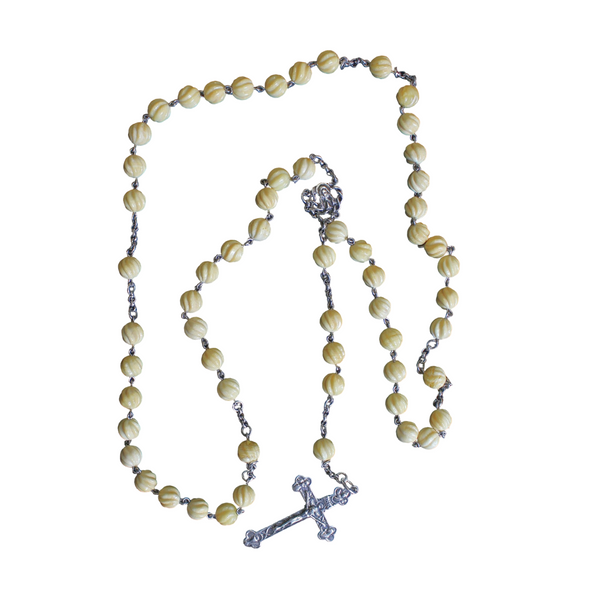 Vintage Catholic Rosary Carved Baltic Butterscotch Amber