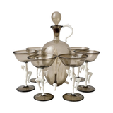 Art Deco Smoky Glass Cordial Set