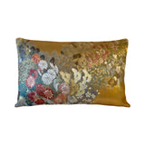 Reversible Golden Silk Obi Cushion - Flowers II