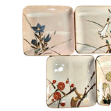 Hand-Painted Kato Kohei Kiln Floral Plate Set – Set of 5