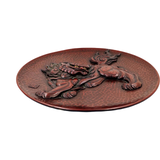 Vintage Hand-Carved Foo Lion Lacquer Plate