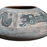 Vintage Mexican Sgraffito Folk Art Zoomorphic Clay Vase