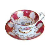 Vintage 1950’s Paragon English fine bone china wide rim floral teacup & saucer