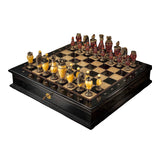 Handmade Bronze & Amber Chess Pieces Set "Knight Tournament"