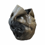 Vintage Postmodernist Crumpled Metallic Glazed Sculptural Vase