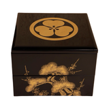 Vintage Japanese Black Lacquer Gold Maki-e Jubako Set of Two with Kiri Wood Storage Boxes