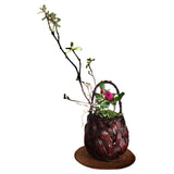 Japanese Ikebana Basket with Raised Plaits and Twisted Handle