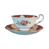 Vintage 1950’s Paragon English fine bone china wide rim floral teacup & saucer