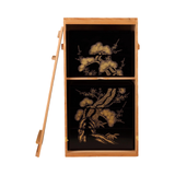 Vintage Japanese Black Lacquer Gold Maki-e Jubako Set of Two with Kiri Wood Storage Boxes