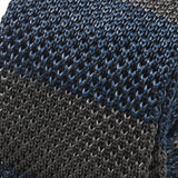 Blue & Grey Striped Silk Knitted Tie