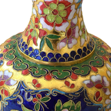 Vintage Pair Of Chinese Gilt Floral Cloisonné Vases With Peonies
