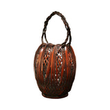 Japanese Ikebana Basket with Raised Plaits and Twisted Handle