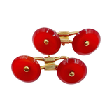 Antique 1920’s French cufflinks buttons set 18k gold set with carnelian