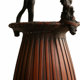 Tall Antique Japanese Bamboo Ikebana Basket with Natural Root Handle