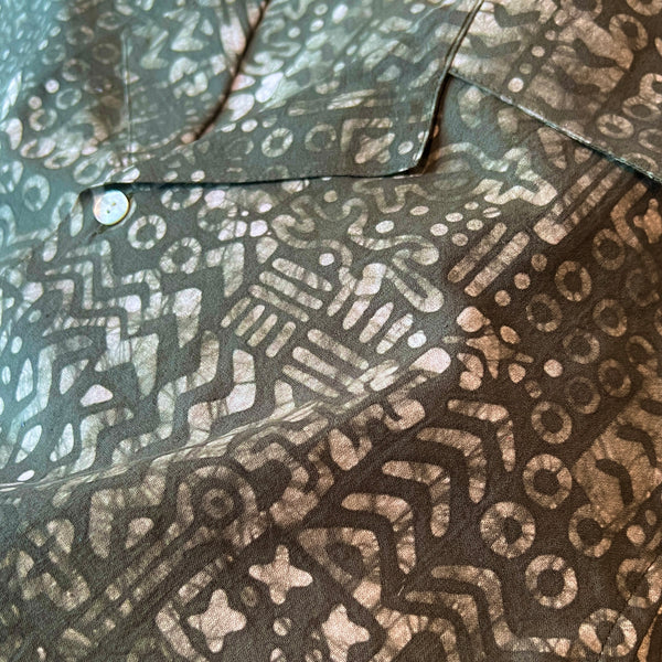 Batik Print Short Sleeve Shirt - GREEN