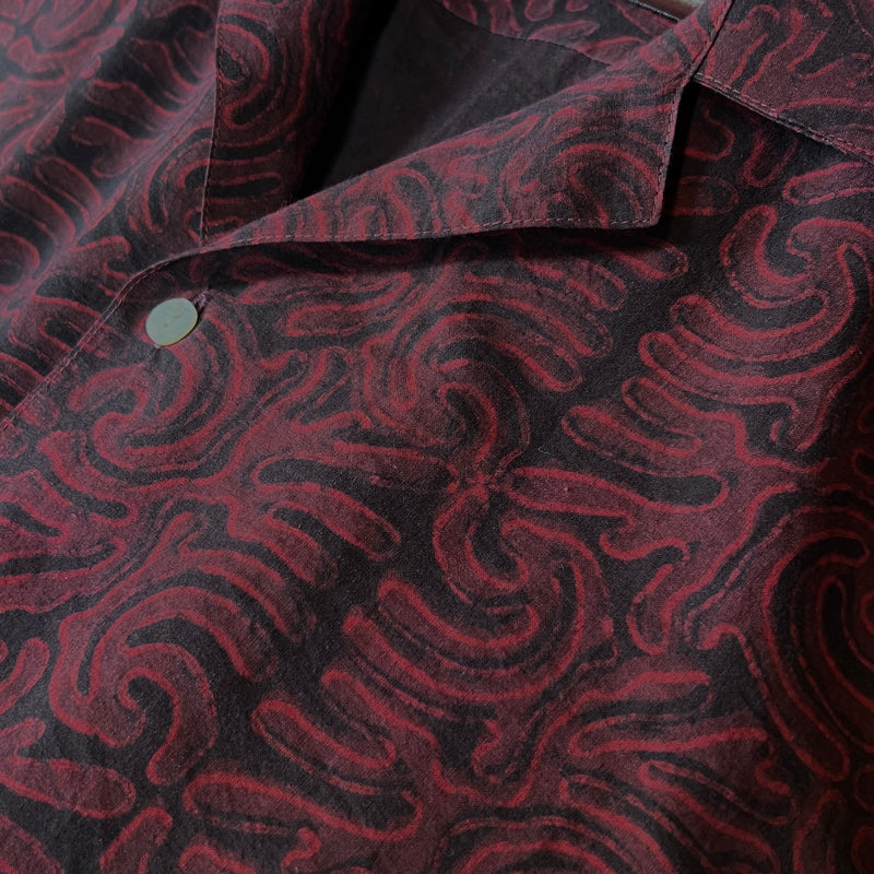 Block Print Short Sleeve Shirt - Maroon