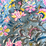 Block Print Short Sleeve Shirt - Blue / Pink