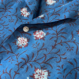 Block Print Short Sleeved Shirt - BLUE
