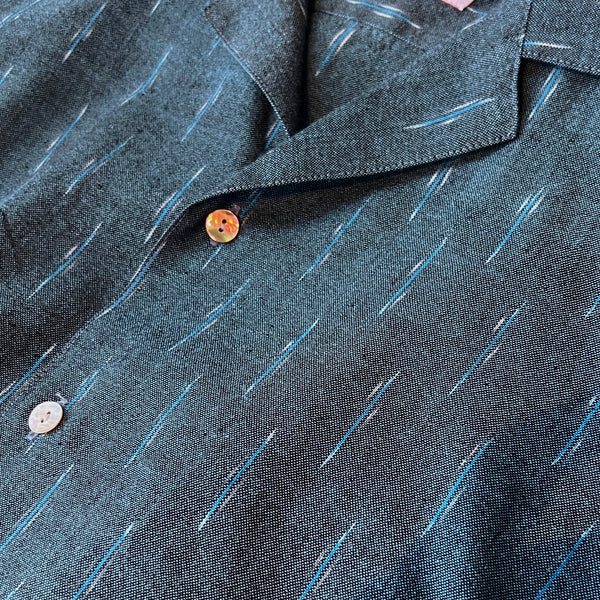 Hand Loomed Ikat Short Sleeve Shirt - TEAL