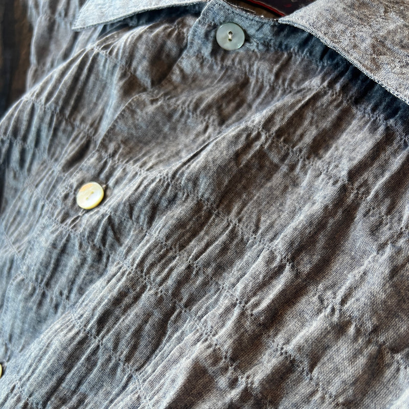 Philippe Crinkled Long Sleeve Tencel Chambray Shirt - Greyish Blue