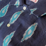 Hand Loomed Ikat Short Sleeve Shirt - NAVY