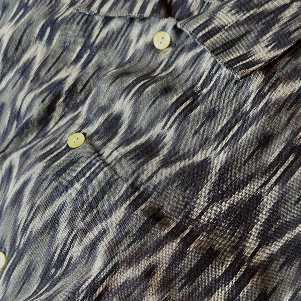 Hand Loomed Ikat Short Sleeve Shirt - GREY