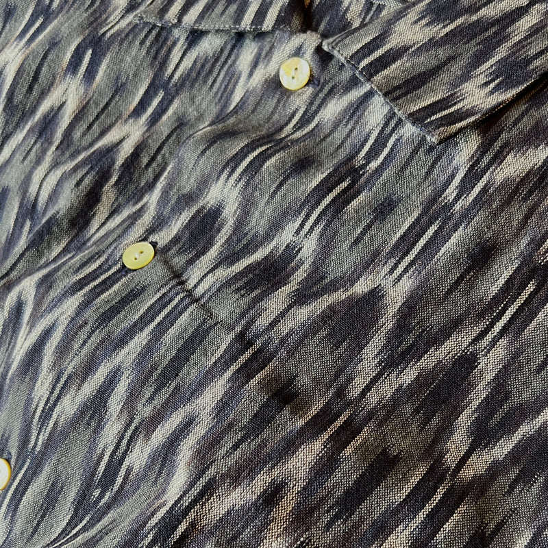 Hand Loomed Ikat Short Sleeve Shirt - GREY