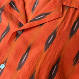 Hand Loomed Ikat Short Sleeve Shirt - ORANGE