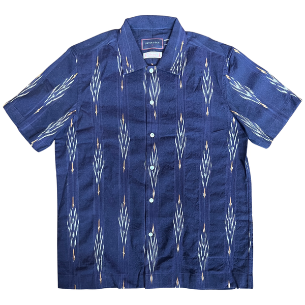 Hand Loomed Ikat Short Sleeve Shirt - Navy