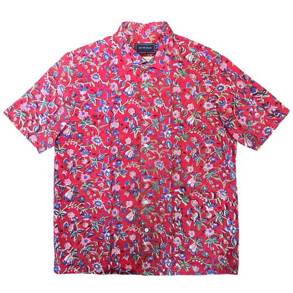Block Print Short Sleeved Shirt - Red