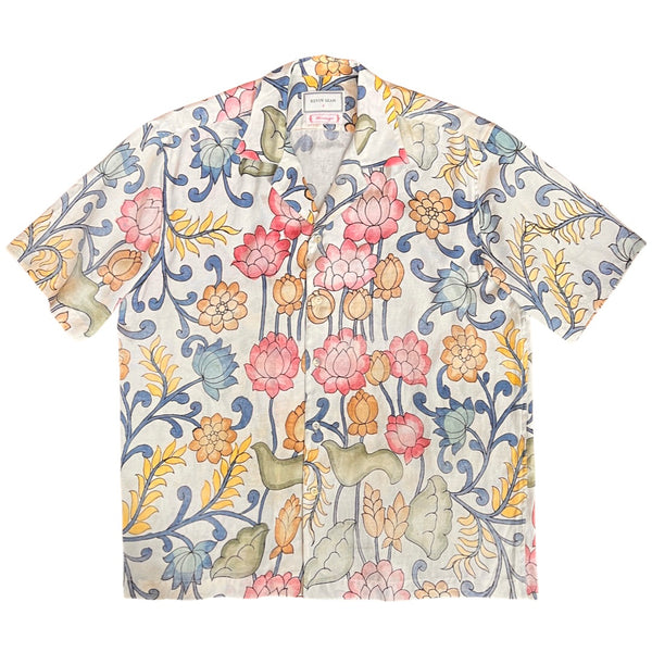 Hand Painted Short Sleeved Shirt - Lotus Flower
