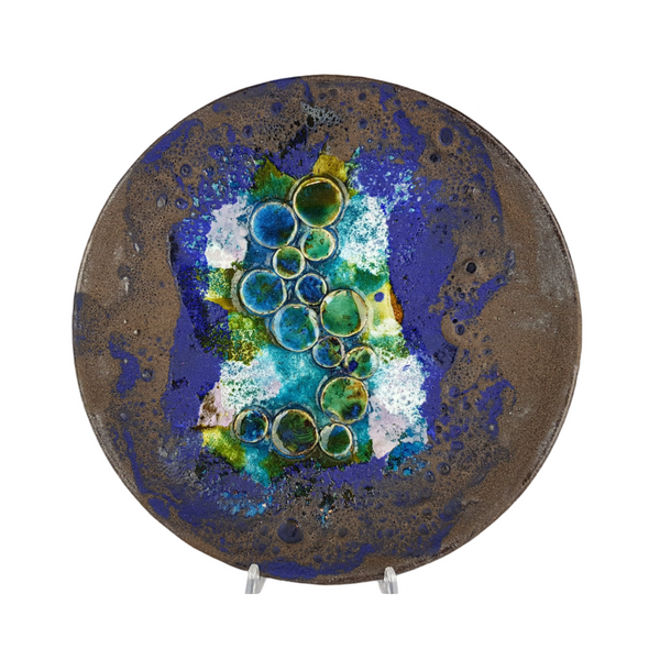 Vintage 1970’s blue, green and pink 3D mushroom plate - Ruscha Keramik