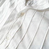 "GONZALEZ" PIN TUCK COTTON SHORT SLEEVED SHIRT - WHITE