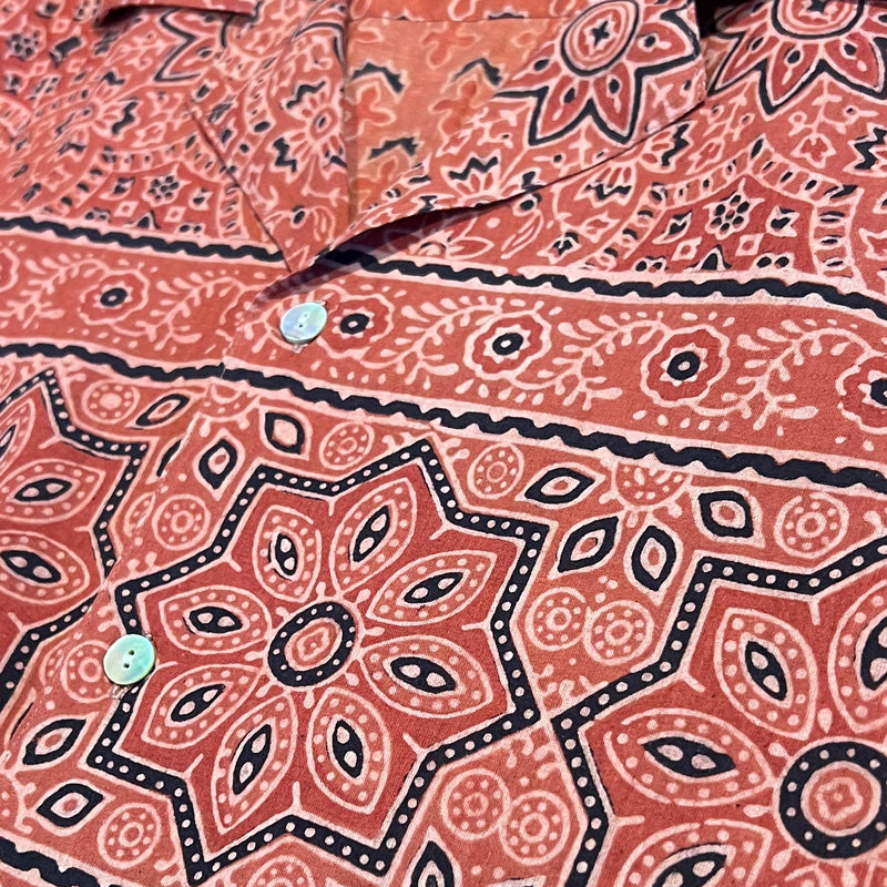 Block Print Short Sleeved Shirt - Terracotta