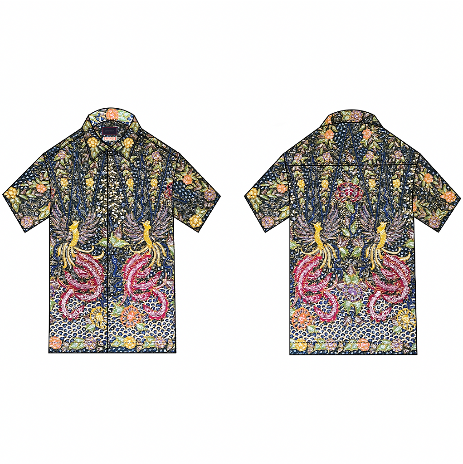 Black and Blue phoenix Hand Drawn Indonesian Cotton Batik Tulis Black and Blue phoenix Hand Drawn Indonesian Cotton Batik Tulis
