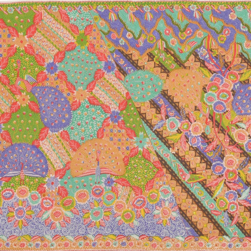 Hand Printed Silk Screen Cotton Batik - Multi Colour