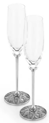 Wicker Champagne Flute Pair