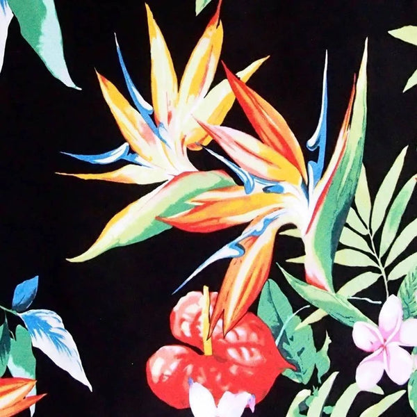JUNGLE BLACK HAWAIIAN RAYON