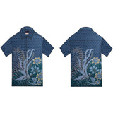 Hand Printed Silk Screen Green Floral and Cendrawasih Bird Cotton Batik