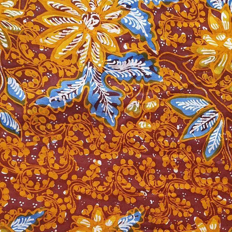 Brown Birds And Floral Hand Drawn Indonesian Cotton Batik Tulis