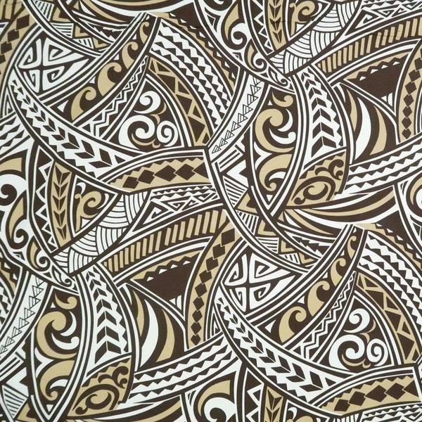 Polynesian Tribal Print - Brown / White