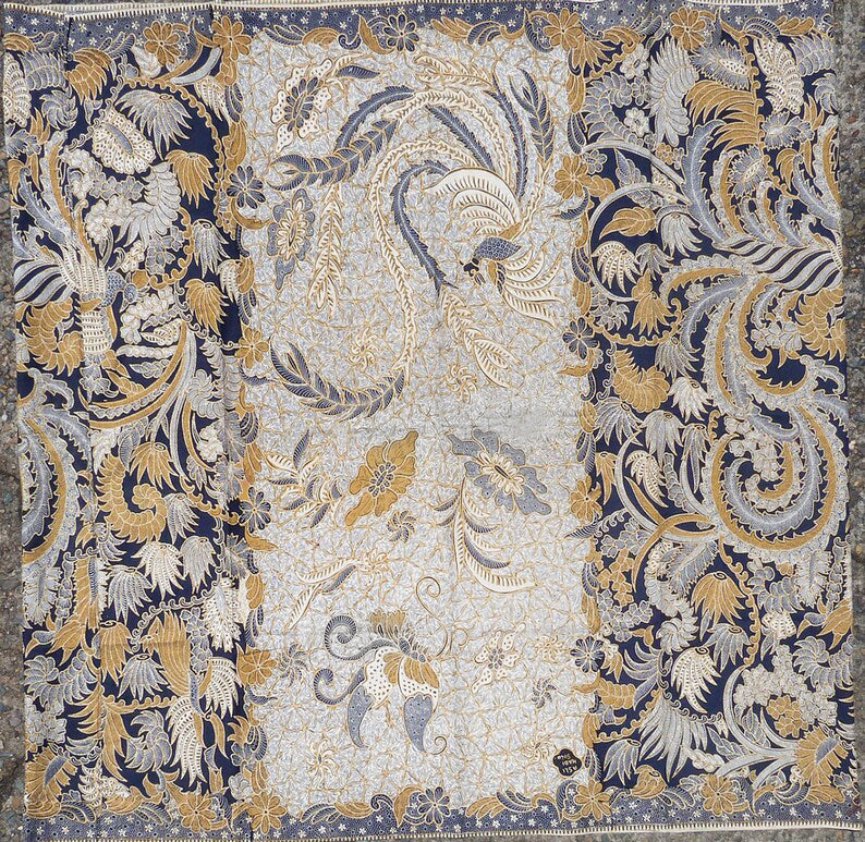 Traditional Floral Motif Hand Drawn Indonesian Cotton Batik Tulis