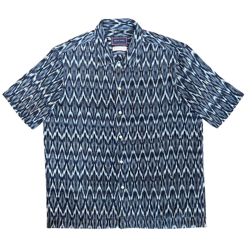 Hand Loomed Ikat Short Sleeve Shirt - GREY