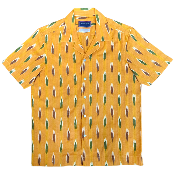 Hand Loomed Ikat Short Sleeve Shirt - YELLOW