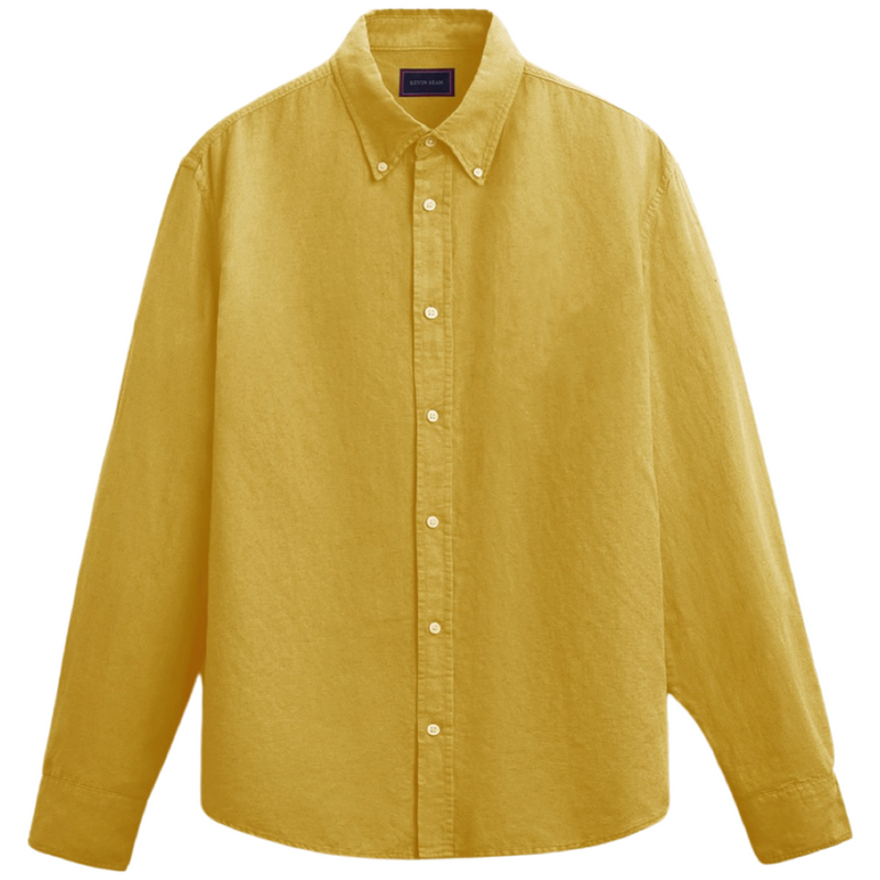 "NICK" Button Down Cotton Linen Long Sleeve Shirt (Made to order)